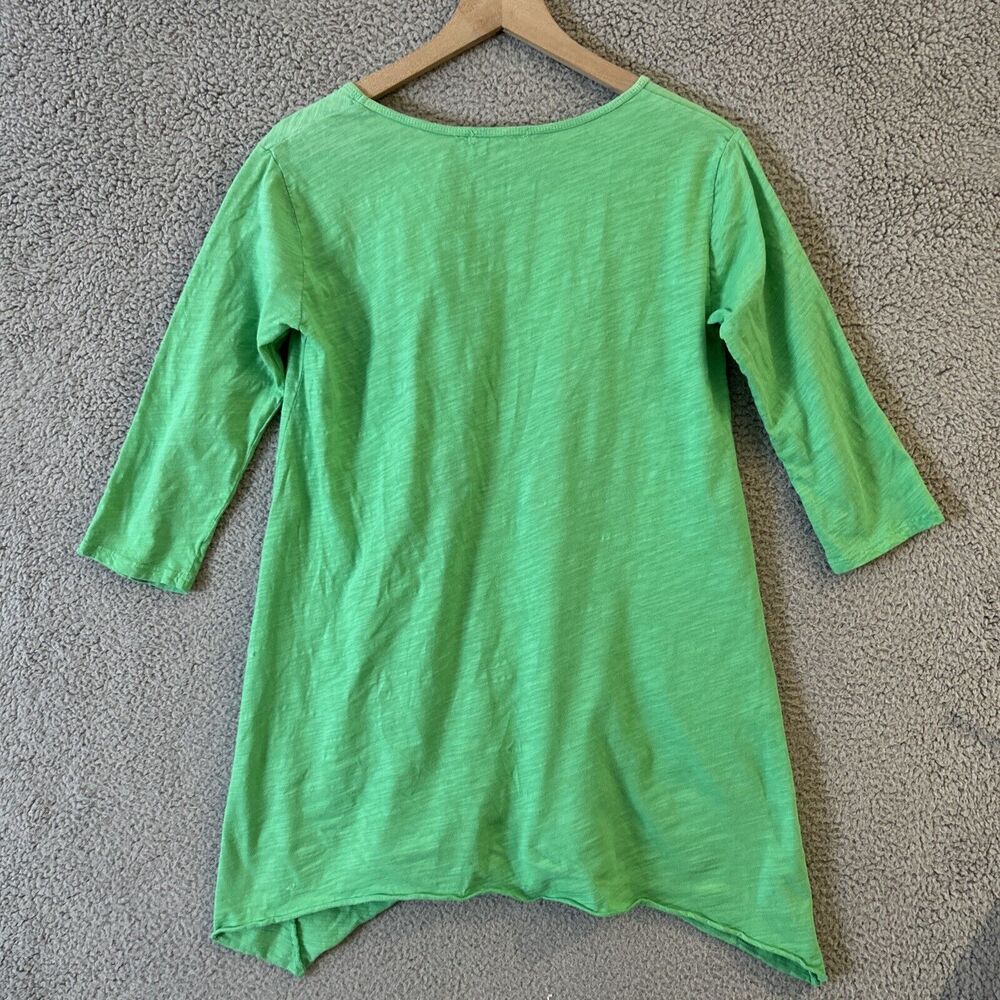 FRESH PRODUCE 3/4 Sleeve Tunic Top Womens XS Kelly Green Pockets Beachy V Neck - Picture 9 of 13
